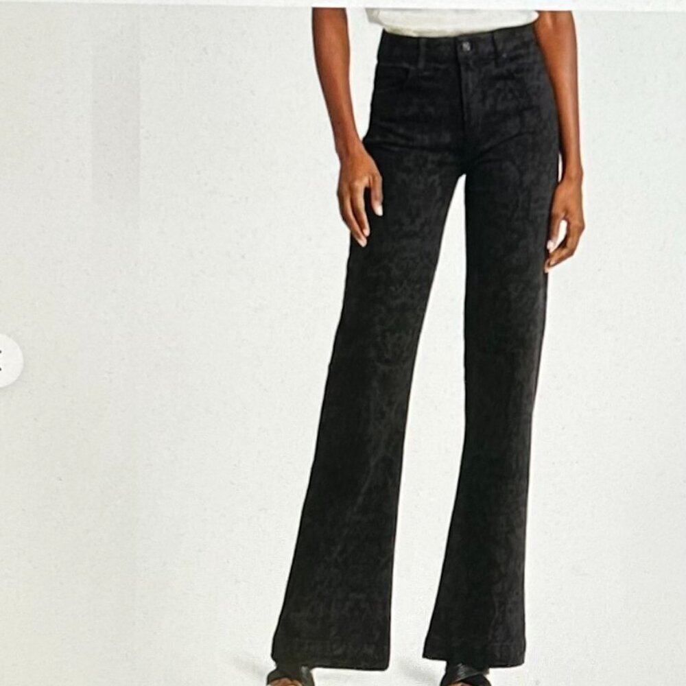PAIGE Leenah Black Laser Floral Bootcut Jeans Women’s Size 31